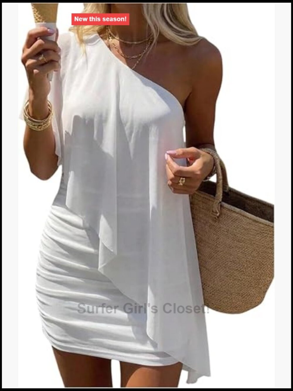 One Shoulder Ruched Bodycon Mini Dress with Poncho Overlay
